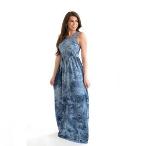 Nursing Queen TIE DYE NURSING MAXI DRESS WITH HIDDEN FLAP- BLUE
